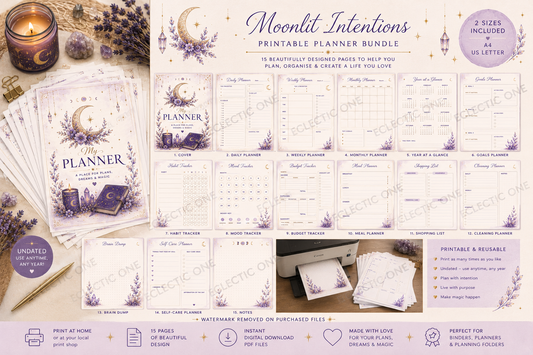 The Eclectic Planner: Moonlit Intentions | Printable PDF Planner