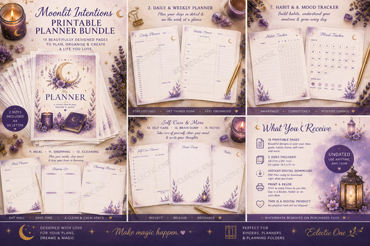 The Eclectic Planner: Moonlit Intentions | Printable PDF Planner
